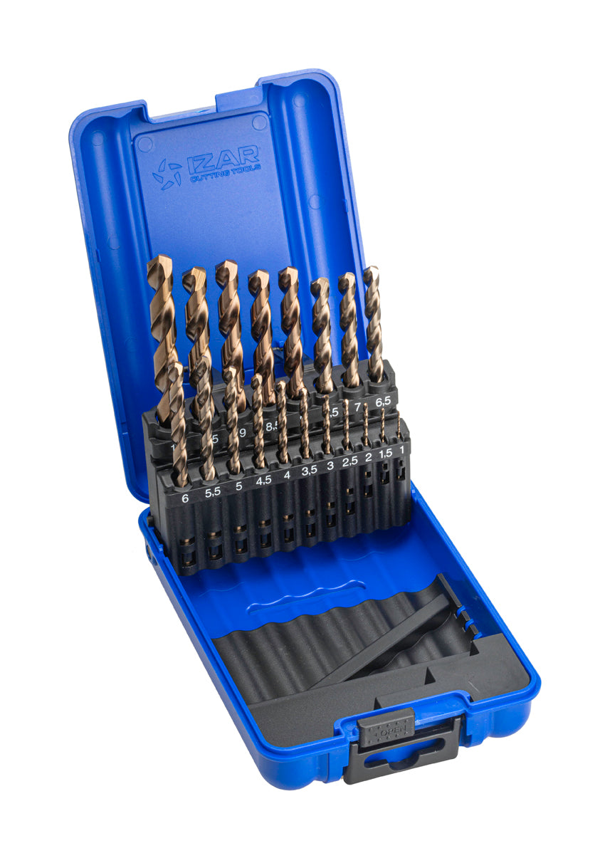 Burghiu Set DIN338 19-PCS.  - 1466 - EXPO BOX PALLET 5 SetS 1-10X0.50 HSS Co (1016) IZAR