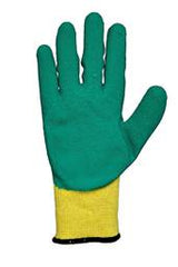 Manusi de protectie tricotate din bumbac imersate in latex in palma si pe degete, marimea 10