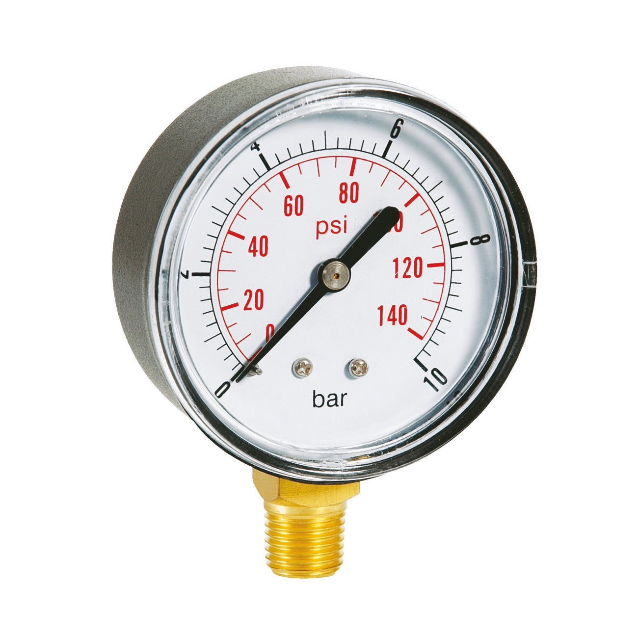 Dry pressure gauge in ABS housing with bottom connection