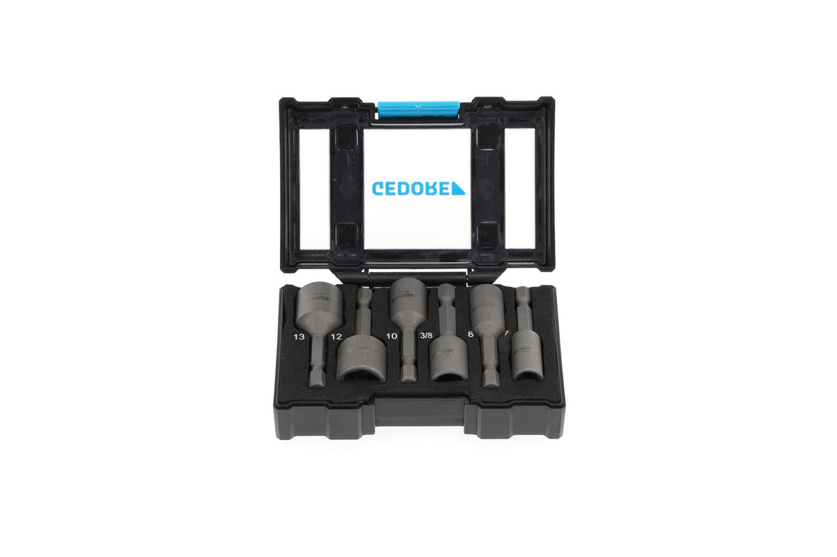 Set tubulare 1/4" cu prindere bit, pentru masina, 7; 8; 10; 12; 13; 3/8", 6 piese, Nr. 666-006, GEDORE - sefira.ro