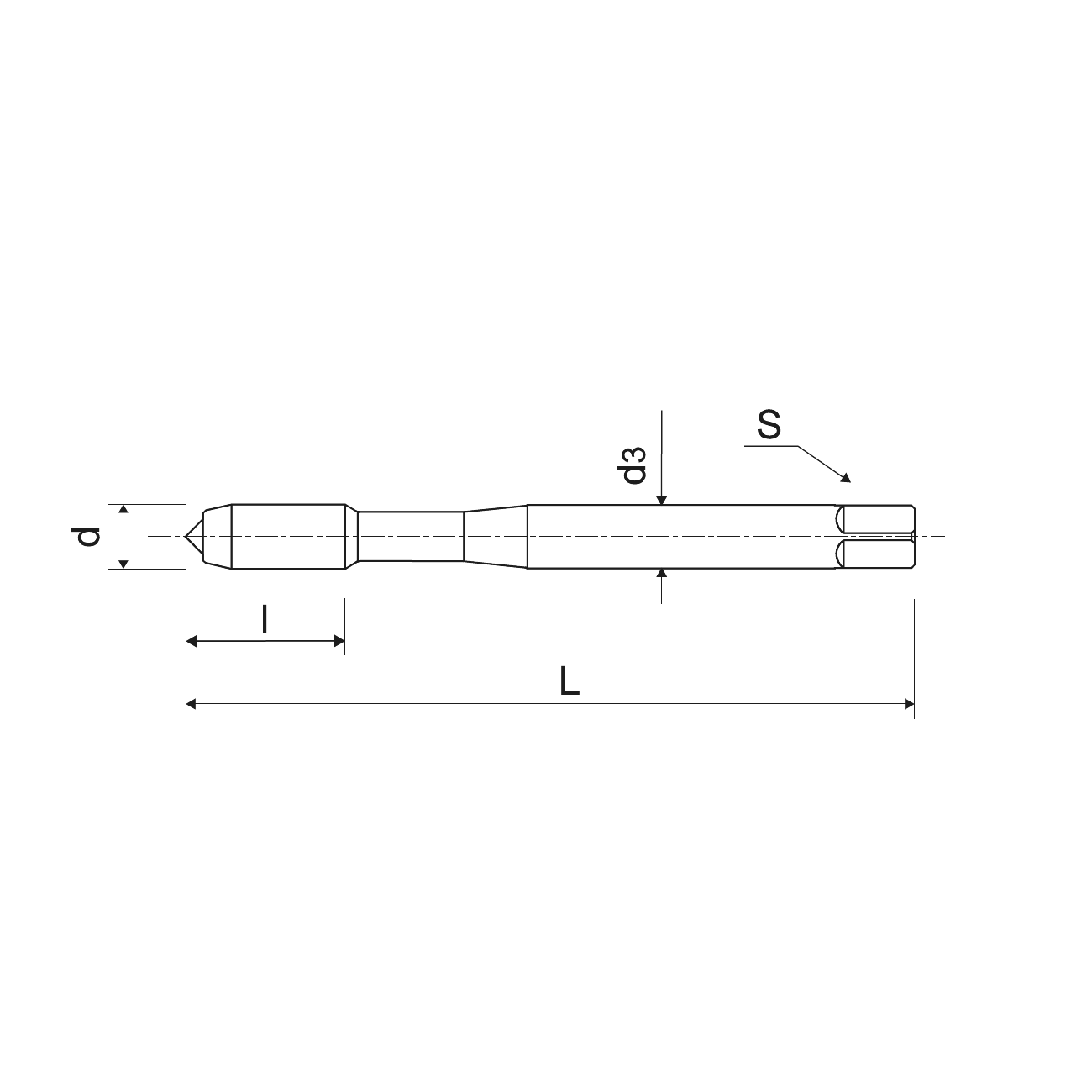 Spiral flute tap for blind tap M