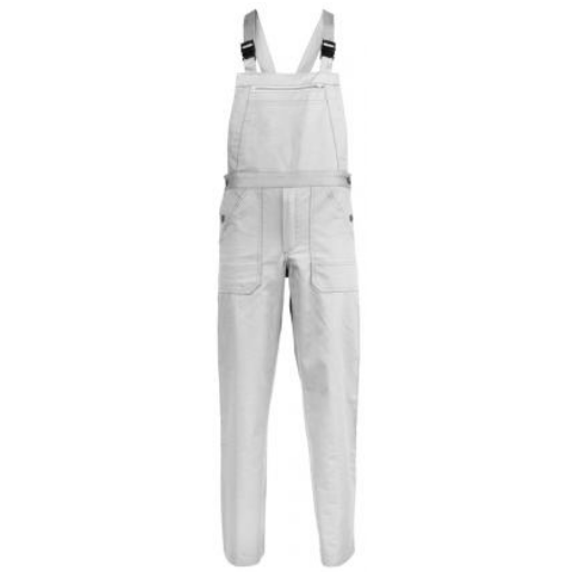 PANTALONI CU PIEPTAR INDUSTRY, ALB 65%PES-35%PAMUT 245G_S (c - sefira.ro