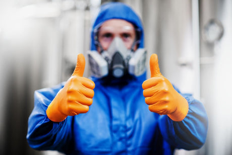 Manusi gogrip portocalii, de unica folosinta, nitril, nepudrate, textura diamant, marimea L (8-9), MERCATOR® - sefira.ro