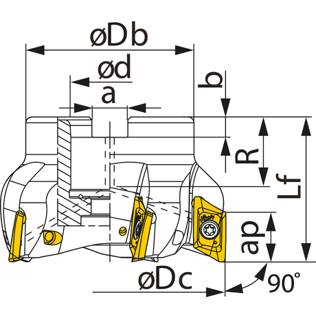 Cap frezat cu Placute pe o singura parte cu cuplaj TUNGALOY TUNG ALUMILL - sefira.ro