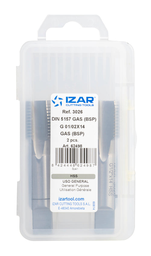 Set 2 tarozi de mana HSS DIN5157 (GAS-BSP) - 3026 - 0.01/08X28 - TIN IZAR