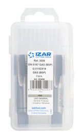 Set 2 tarozi de mana HSS DIN5157 (GAS-BSP) - 3026 - 0.01/08X28 - TIN IZAR