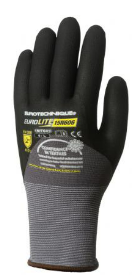 Precision protective gloves, EUROLITE 15N606, size 6, black nitrile microsponge immersion, EUROTECHNIQUE