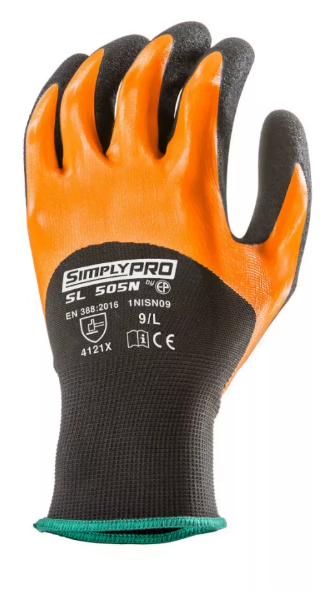 Manusi de protectie EUROLITE, marimea 6, dublu strat, antialunecare, negru/portocaliu, COVERGUARD - sefira.ro