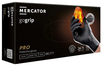 Manusi gogrip negre, de unica folosinta, nitril, nepudrate, textura diamant, marimea L (8-9), MERCATOR®