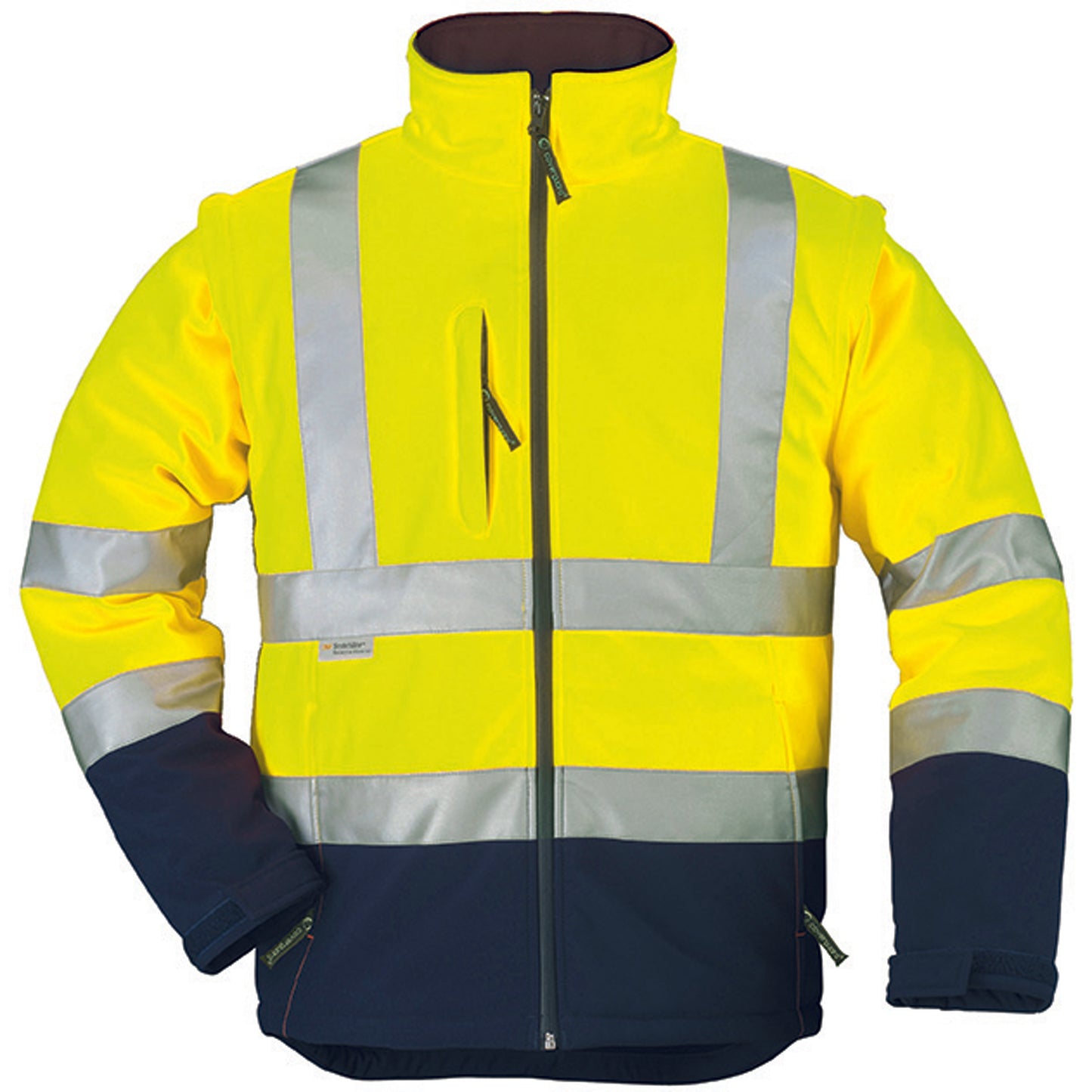 STATION SOFTSHELL reflective jacket, 2in1, size S, yellow / navy blue, COVERGUARD