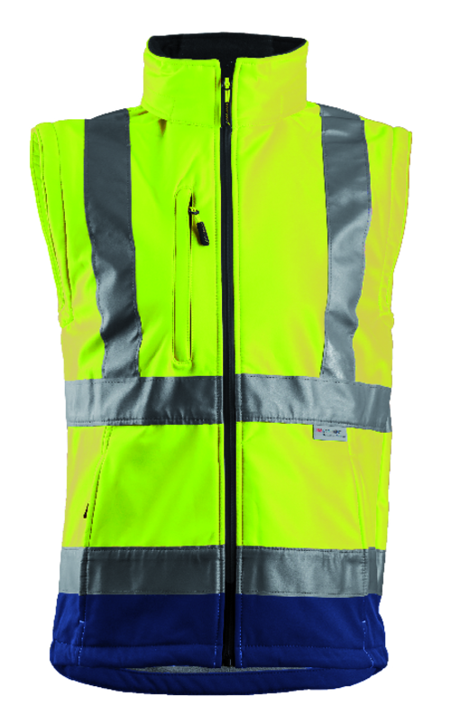 STATION SOFTSHELL reflective jacket, 2in1, size S, yellow / navy blue, COVERGUARD