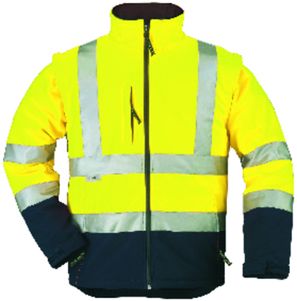 STATION SOFTSHELL reflective jacket, 2in1, size S, yellow / navy blue, COVERGUARD