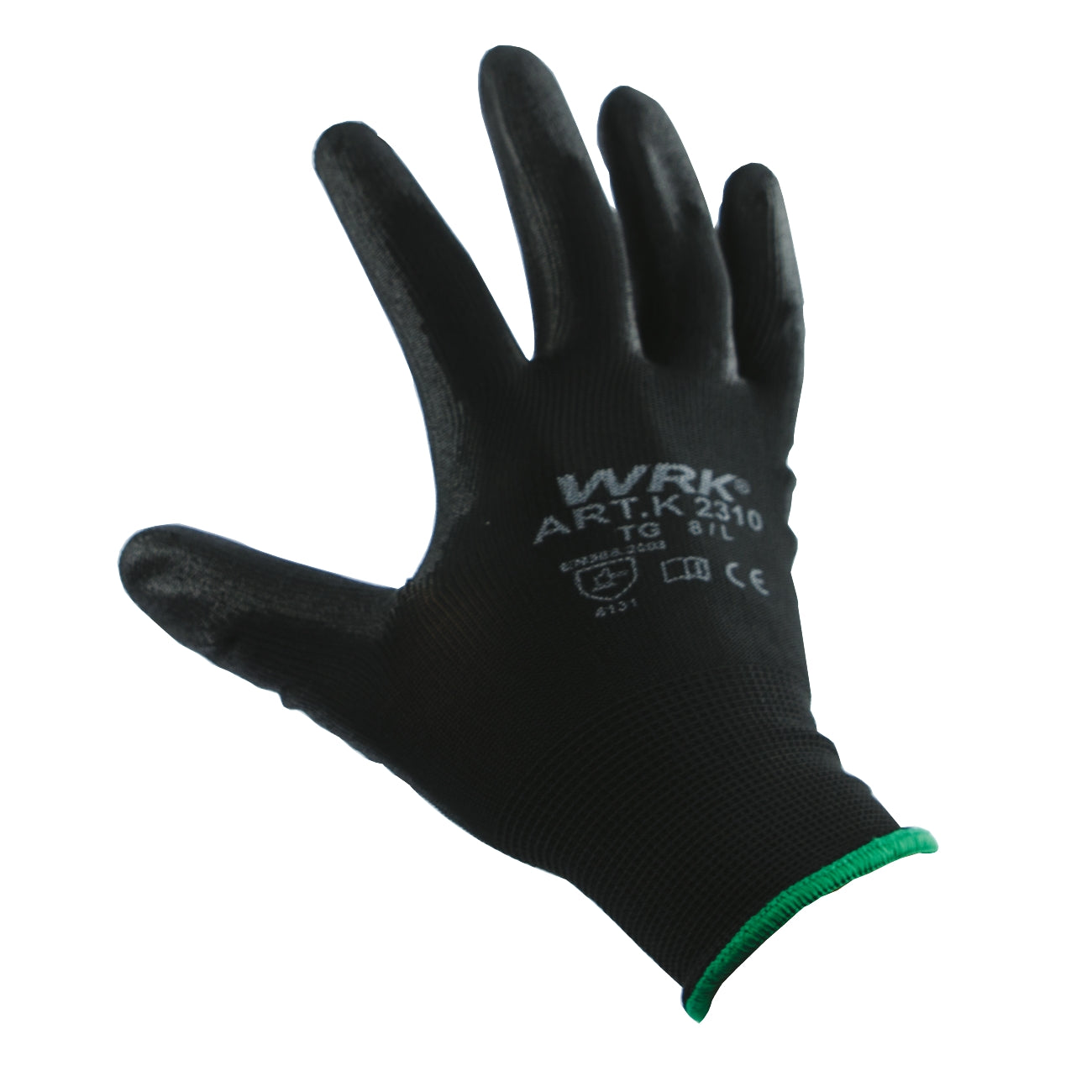 Black polyurethane coated polyester work gloves WRK