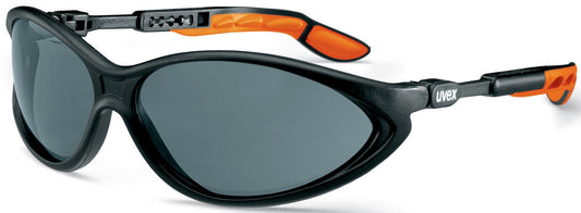 UVEX CYBRIC GLASSES, BLACK/ORANGE FRAME, GREY LENSES