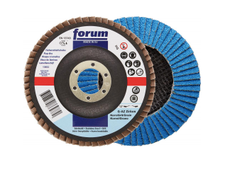 Flap disc for stainless steel, aluminum, non-ferrous metals 115mm, grit 40, curved 12 °, zirconium corundum, FORUM