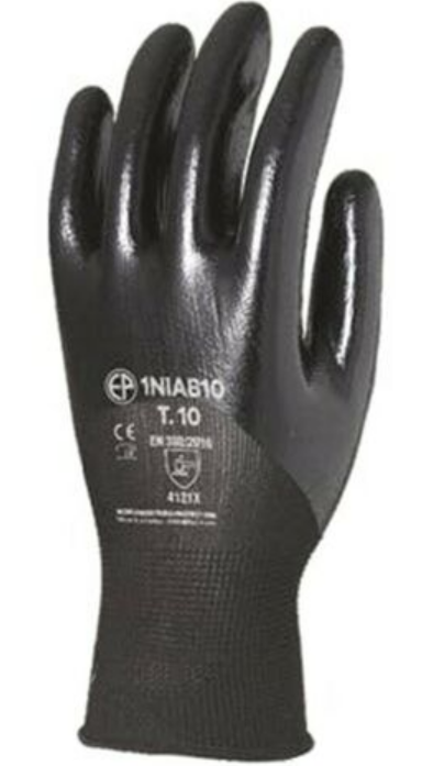 EUROLITE EP protective gloves, size 7, black nitrile dipped 3/4, for polluted conditions, COVERGUARD