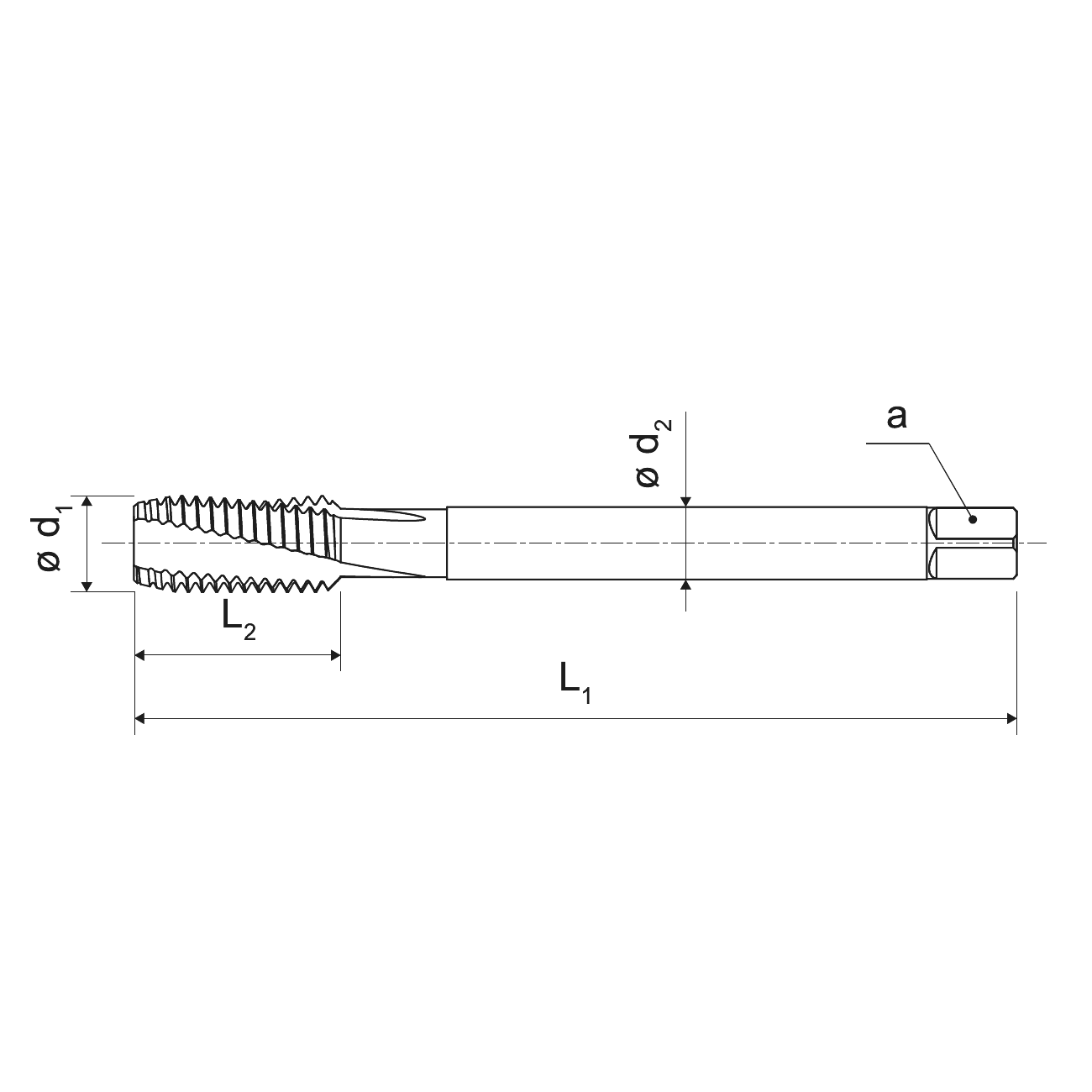 KERFOLG HARD 15° spiral flute tap for blind holes M