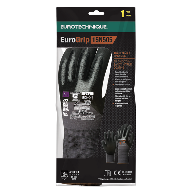 Manusi de protectie EUROLITE, marimea 6, palme imersate in nitril 3/4, antialunecare, COVERGUARD - sefira.ro