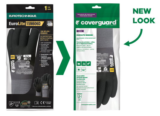 Precision protective gloves, EUROLITE 15N606D, size 6, black nitrile microsponge + PE immersion, EUROTECHNIQUE