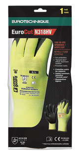Manusi de protectie EUROCUT 3 N318HV, HPPE, nitril, nailon galben FLUO, marimea 7, EUROTEHNIQUE - sefira.ro
