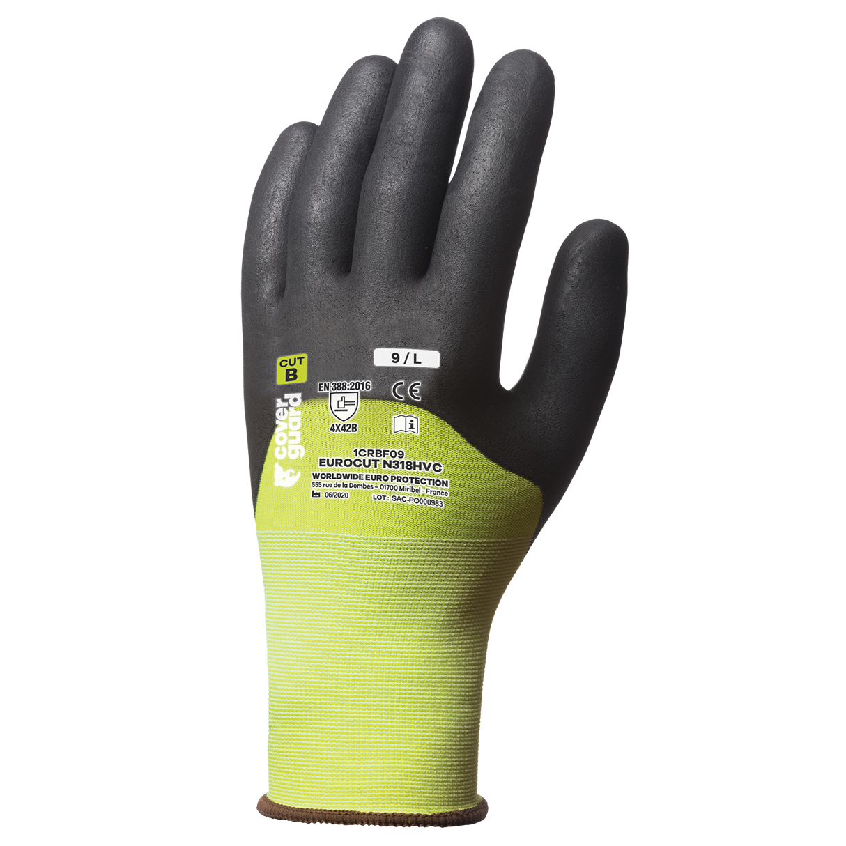 Manusi de protectie EUROCUT 3 N318HVC, HPPE, nitril, nailon galben FLUO, marimea 7, EUROTEHNIQUE - sefira.ro