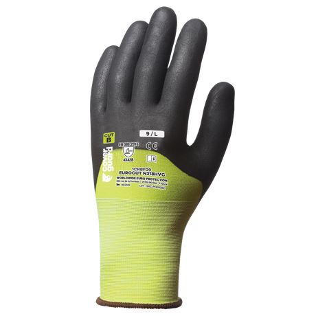Manusi de protectie EUROCUT 3 N318HVC, HPPE, nitril, nailon galben FLUO, marimea 7, EUROTEHNIQUE - sefira.ro