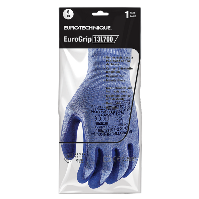 Manusi de protectie pentru precizie EUROGRIP 13L700, marimea 6, dublu strat, conditii umede, EUROTEHNIQUE - sefira.ro