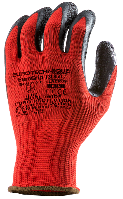 Precision protective gloves EP EUROGRIP, size 6, latex dipped, EUROTEHNIQUE