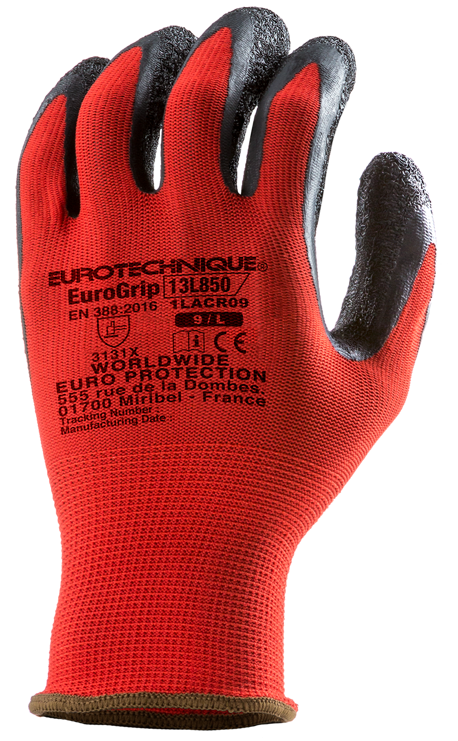 Precision protective gloves EP EUROGRIP, size 6, latex dipped, EUROTEHNIQUE