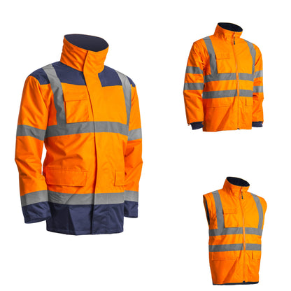 KANO KANATA HI-VIZ 4-in-1 reflective winter jacket, size L, orange / blue, COVERGUARD