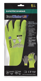 Manusi de protectie EUROWINTER L22 iarna, marimea 8, acril galben FLUO, latex gri, EUROTEHNIQUE - sefira.ro