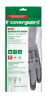Manusi de protectie EUROCUT P600, rezistenta la taiere, marimea 7, 13G HPPE PU, EUROTEHNIQUE - sefira.ro