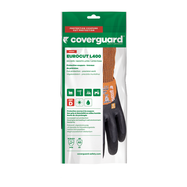 Manusi de protectie EUROCUT L400 CUT C, marimea 9, medii umede, 13 G, EUROTEHNIQUE - sefira.ro