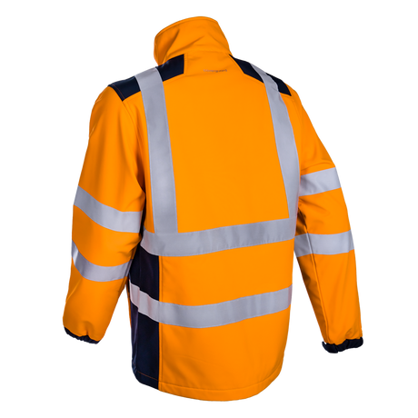 Jacheta de protectie SOFTSHELL KNAPA HV, reflectorizanta, marimea L, culoare portocaliu/albastra, COVERGUARD - sefira.ro