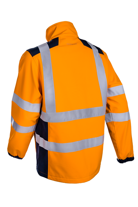 Jacheta de protectie SOFTSHELL KNAPA HV, reflectorizanta, marimea L, culoare portocaliu/albastra, COVERGUARD - sefira.ro