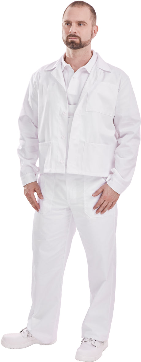 PANTALONI PE TALIE DIN BUMBAC, ALBI_40 - sefira.ro