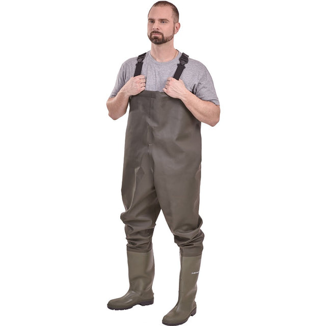 Cizme inalte de protectie cu bretele tip salopeta, marimea 39, rezistente la acizi, DUNLOP - sefira.ro