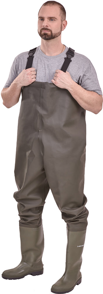 Cizme inalte de protectie cu bretele tip salopeta, marimea 39, rezistente la acizi, DUNLOP - sefira.ro