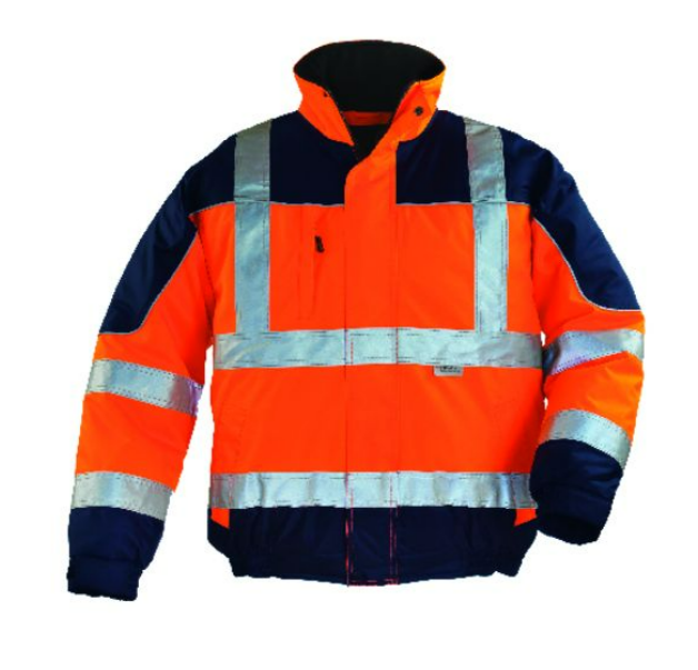 AIRPORT jacket, padded, reflective, size L, orange/blue, COVERGUARD