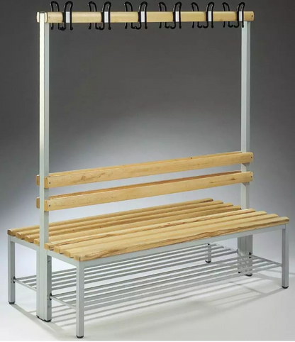 Double wooden bench RAL 70211650x1000x756mm, 2x4carlg