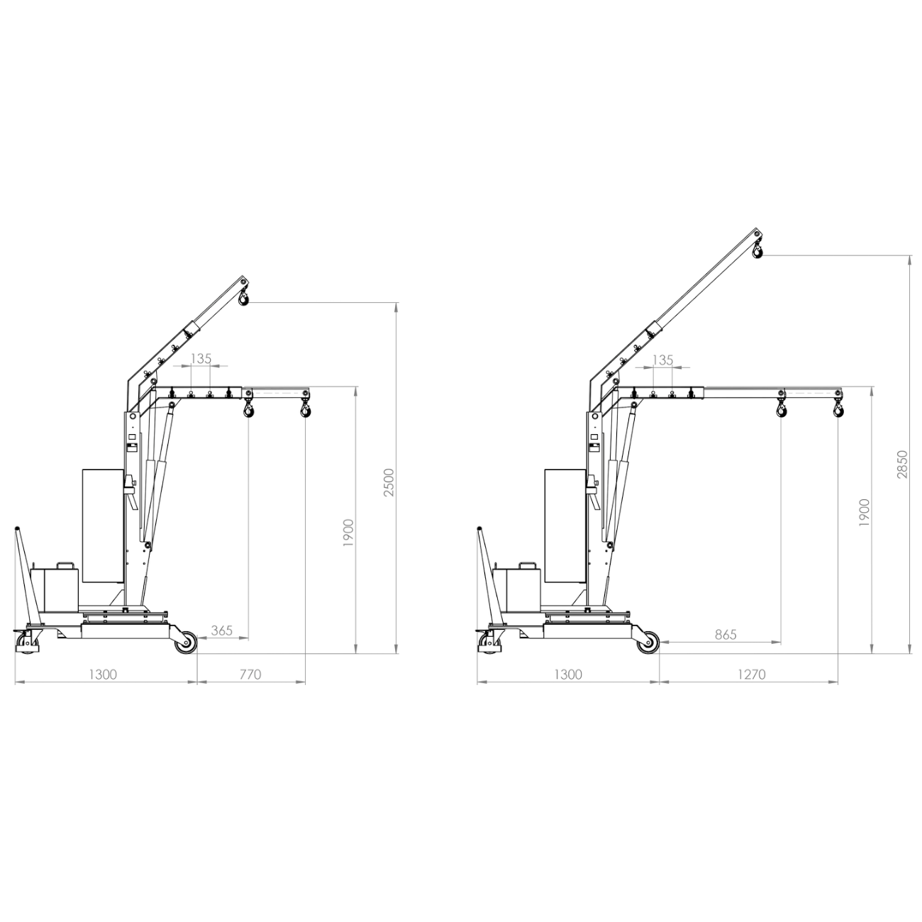 360° ballast rotary cranes with manual extension M9415 B-HANDLING