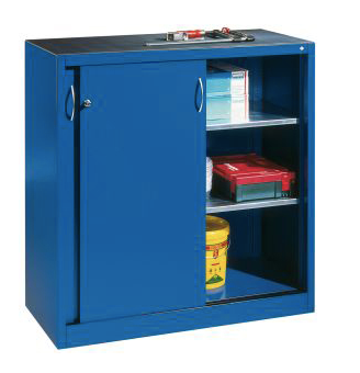 Metal cabinet with sliding door H1200xL1200xH500mm 7035