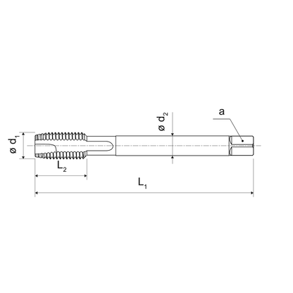 KERFOLG stainless steel spiral tip tap for through holes MF TiNOX