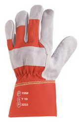 Manusi de protectie pentru lucru, EUROSTRONG 155, marimea 8, piele bovina hq, culoare gri/rosu, COVERGUARD - sefira.ro