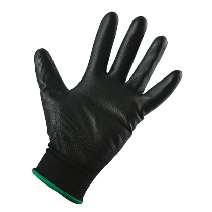 Black polyurethane coated polyester work gloves WRK