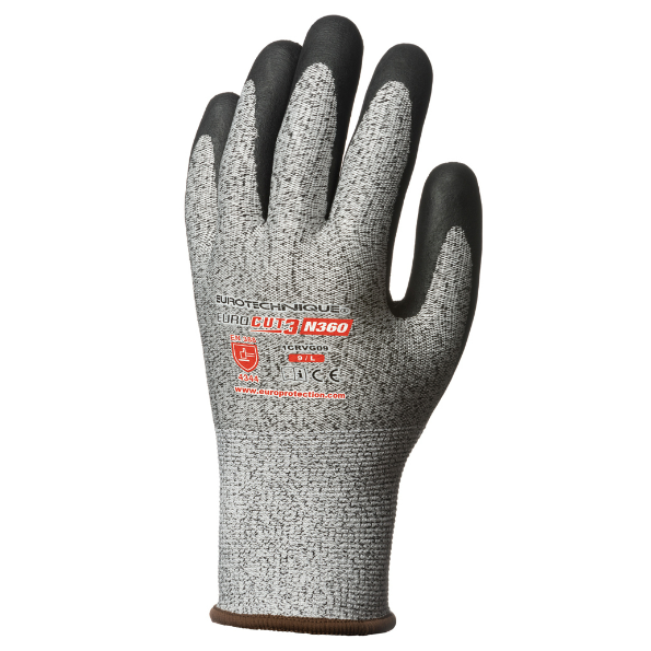 Manusi de protectie EUROCUT, rezistenta la taiere, marimea 6, gri, HPPE, EUROTEHNIQUE - sefira.ro