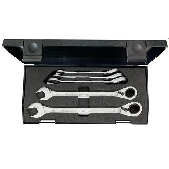 Set chei combinate cu clichet, comutabile, dimensiune 8-19 mm, 5 buc, ambalaj plastic, 7 UR-005, GEDORE - sefira.ro