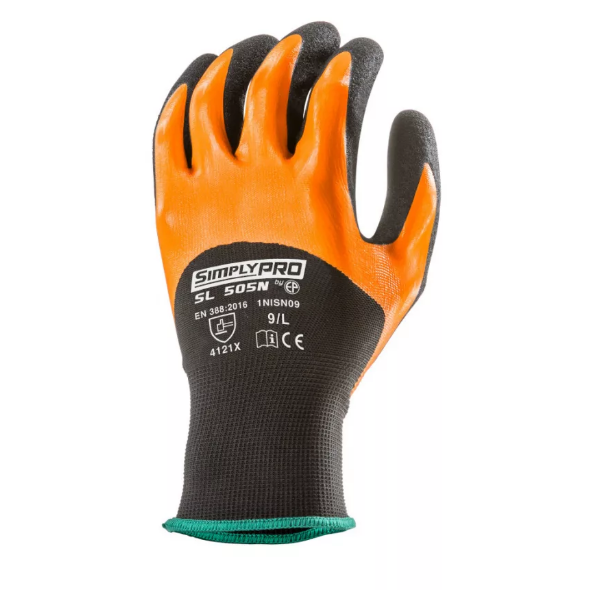 Manusi de protectie EUROLITE, marimea 6, dublu strat, antialunecare, negru/portocaliu, COVERGUARD - sefira.ro