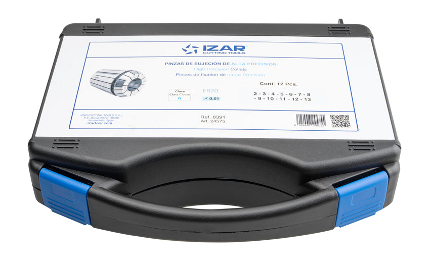 Bucsa elastica ER de precizie 10-MICRON DIN-6499B - 8391 - Set ER20 - 12 pcs. (2 - 3 - 4 - 5 - 6 - 7 - 8 - 9 - 10 - 11 - 12 - 13) IZAR
