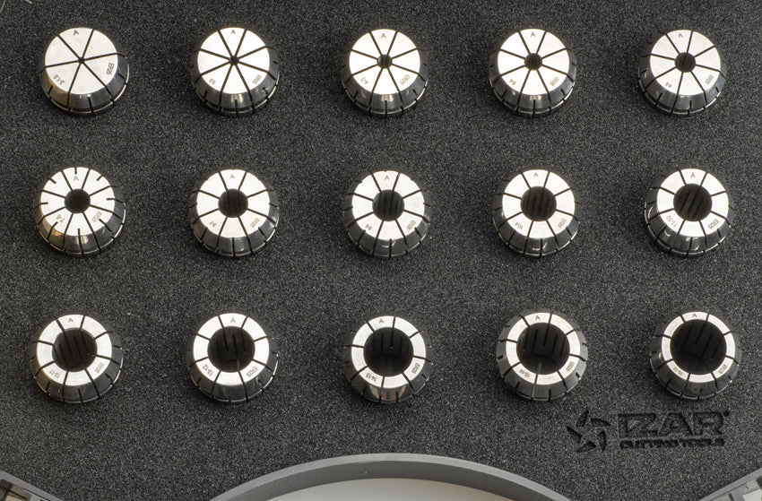 Bucsa elastica ER de precizie 10-MICRON DIN-6499B - 8391 - Set ER11 - 13 pcs. (1 - 1.5 - 2 - 2.5 - 3 - 3.5 - 4 - 4.5 - 5 - 5.5 - 6 - 6.5 - 7) IZAR